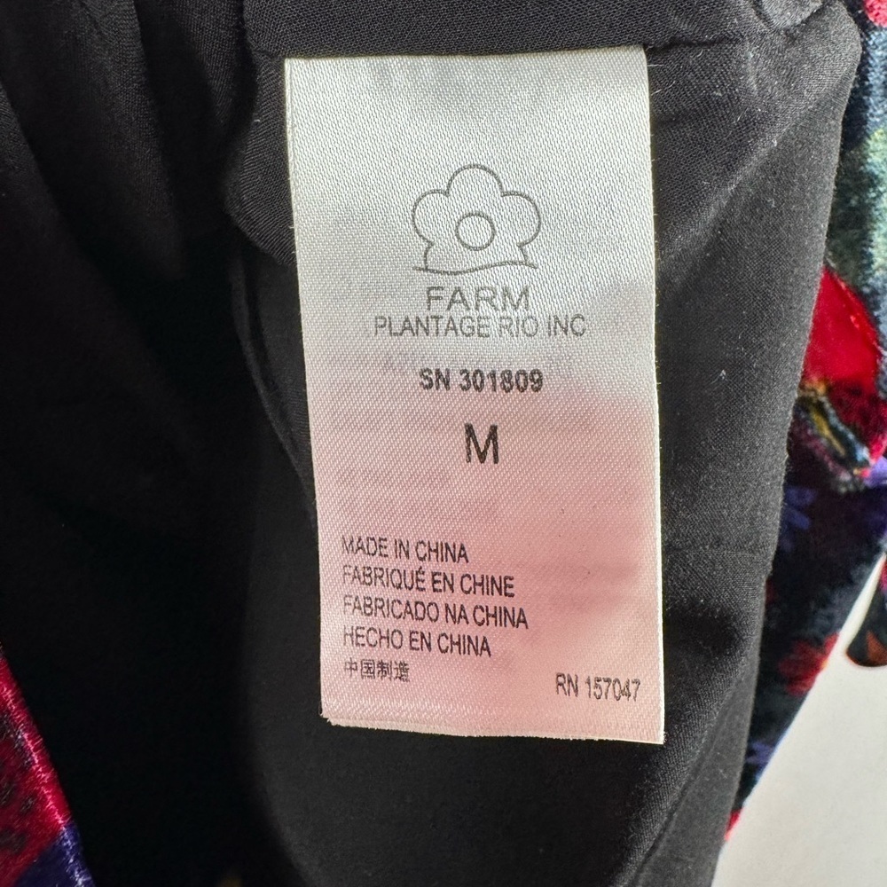 NWT Farm Rio Velvet Dress in Black‎ Banana Sky Size Medium - Picture 10 of 12